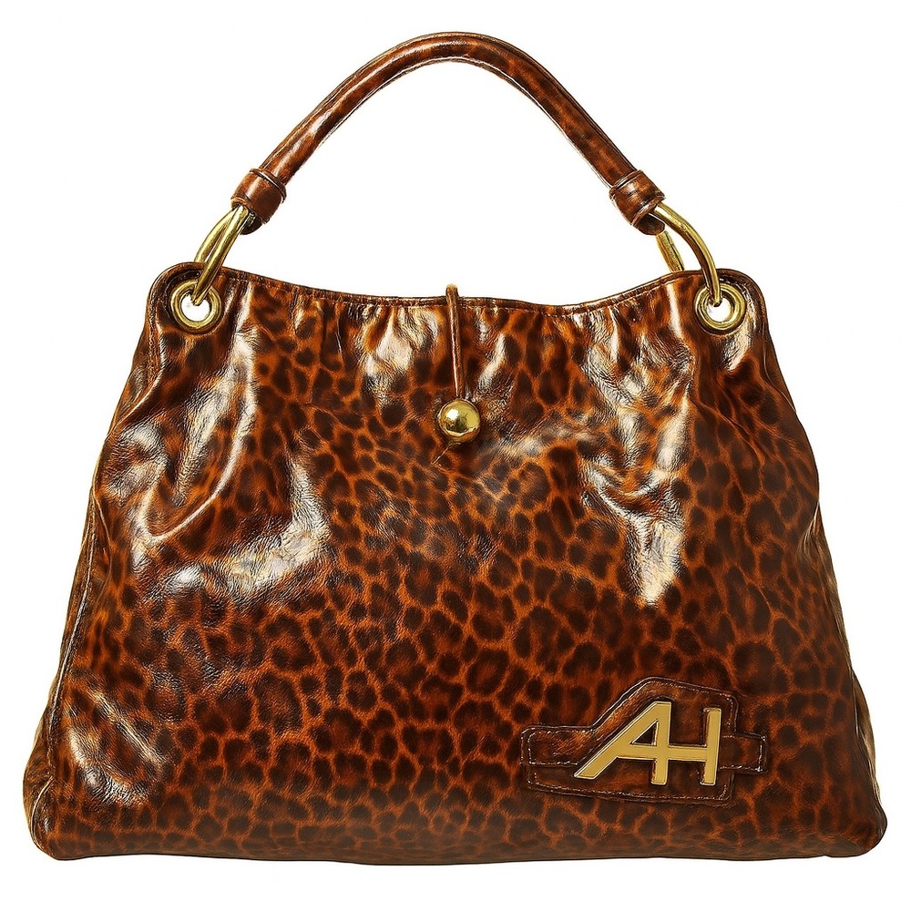 RARE Anya Hindmarch Oversized Patent Leather Hobo Bag with Gold Hardware